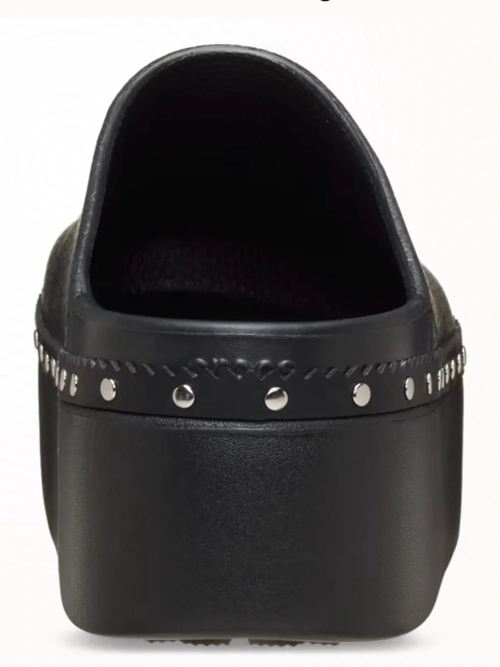 CROCS Black Platform Clog with Silver Stud Accents - Picture 7 of 7
